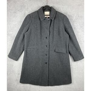 Covington Coat Womens 20-22W Gray Wool Blend Button Front Lined Notch Collar